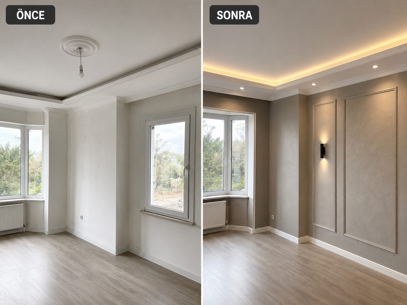 Mevlana iç cephe boya öncesi ve sonrası